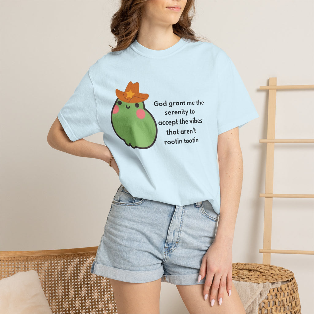 Serenity Avocado T‑Shirt — "God grant me the serenity to accept the vibes" Cute Cowgirl Avocado Tee