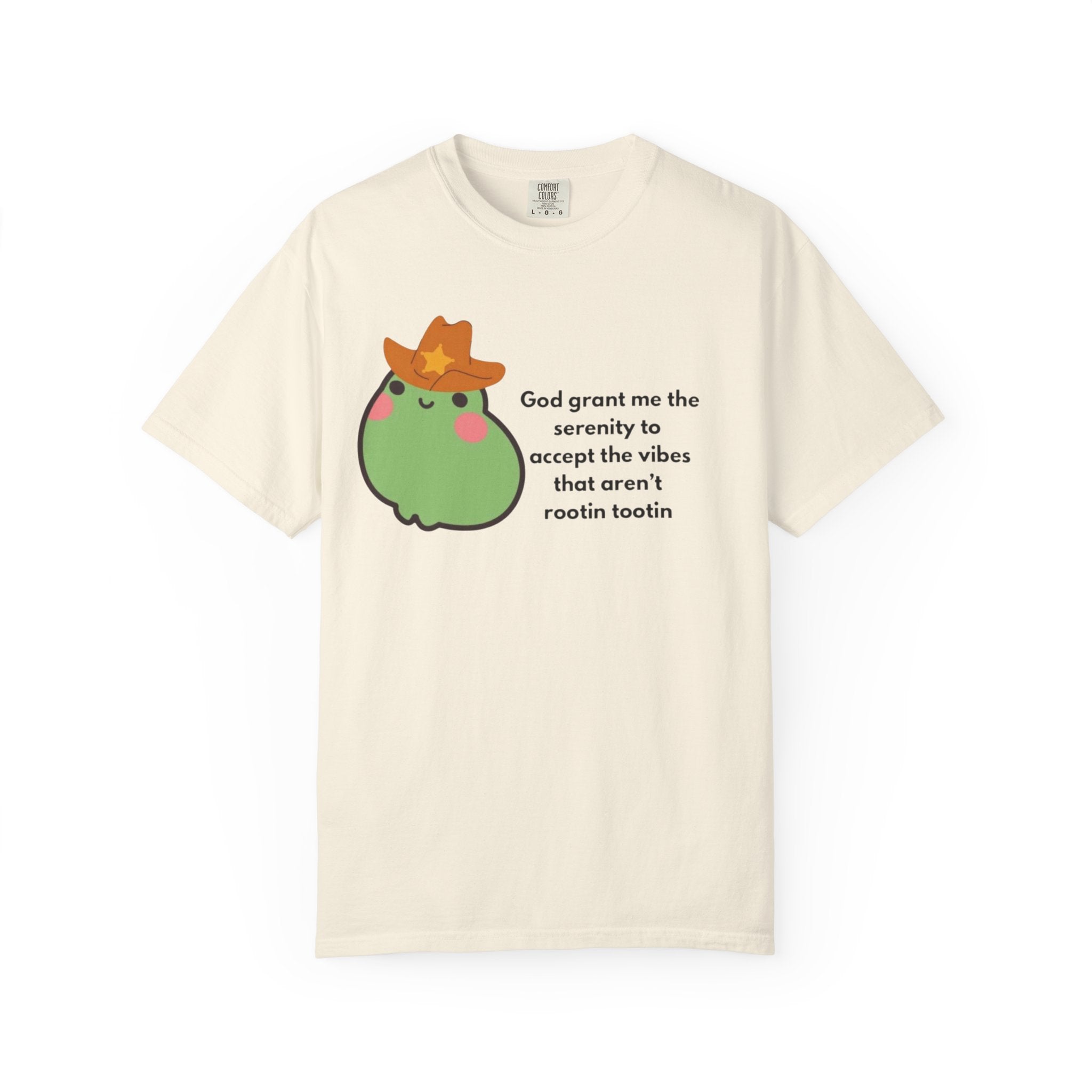 Serenity Avocado T‑Shirt — "God grant me the serenity to accept the vibes" Cute Cowgirl Avocado Tee