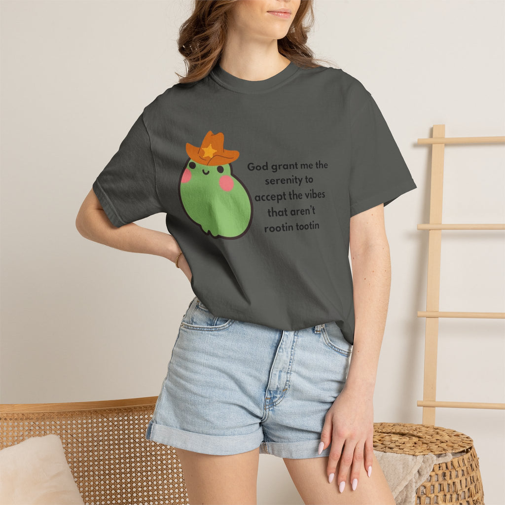 Serenity Avocado T‑Shirt — "God grant me the serenity to accept the vibes" Cute Cowgirl Avocado Tee