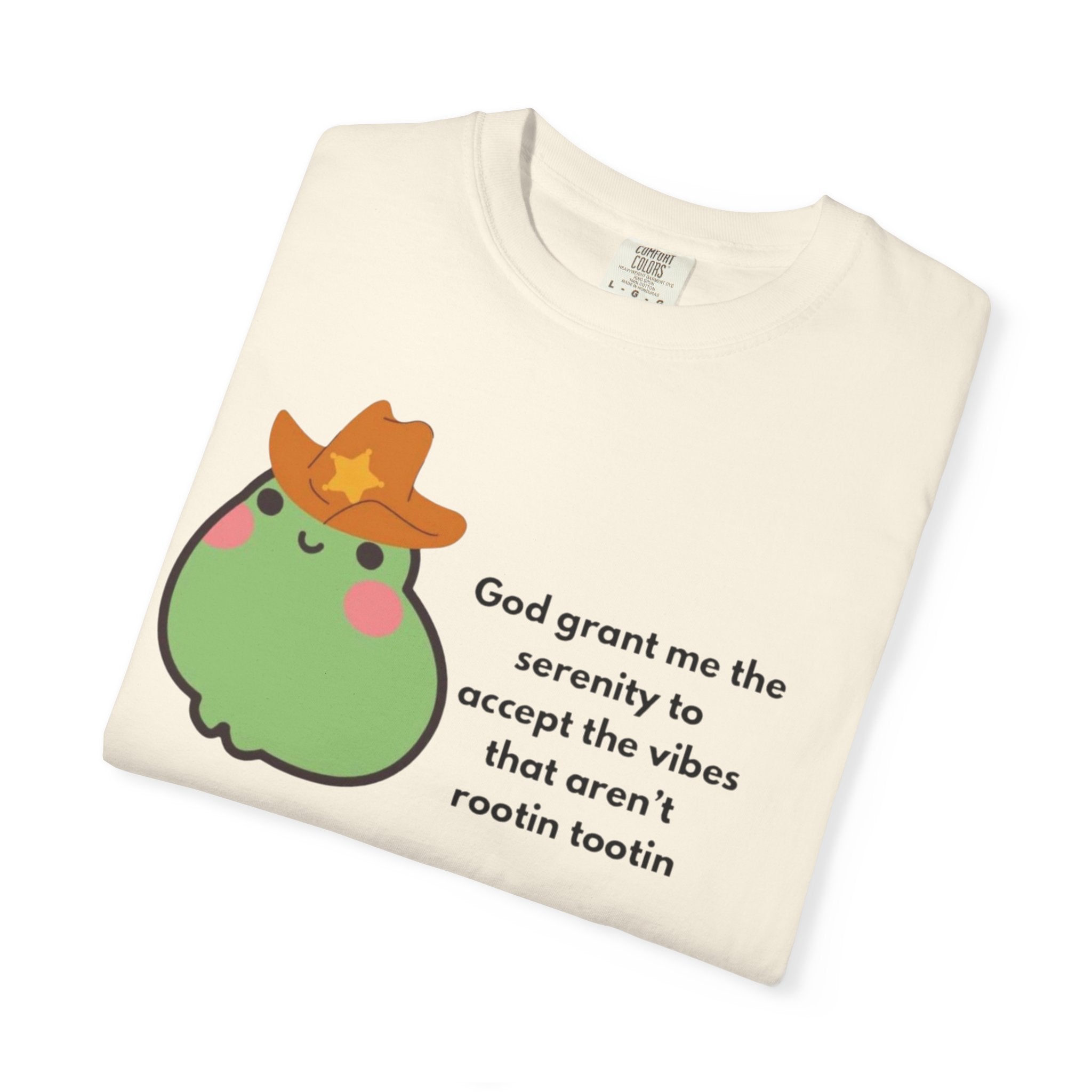 Serenity Avocado T‑Shirt — "God grant me the serenity to accept the vibes" Cute Cowgirl Avocado Tee