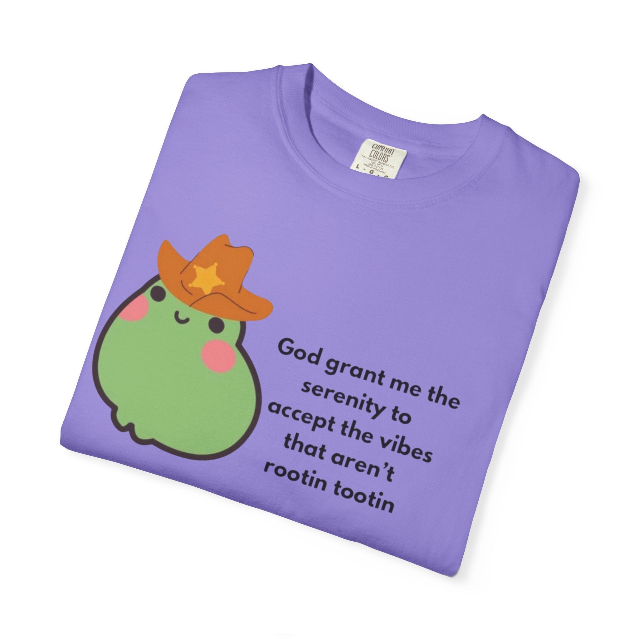 Serenity Avocado T‑Shirt — "God grant me the serenity to accept the vibes" Cute Cowgirl Avocado Tee
