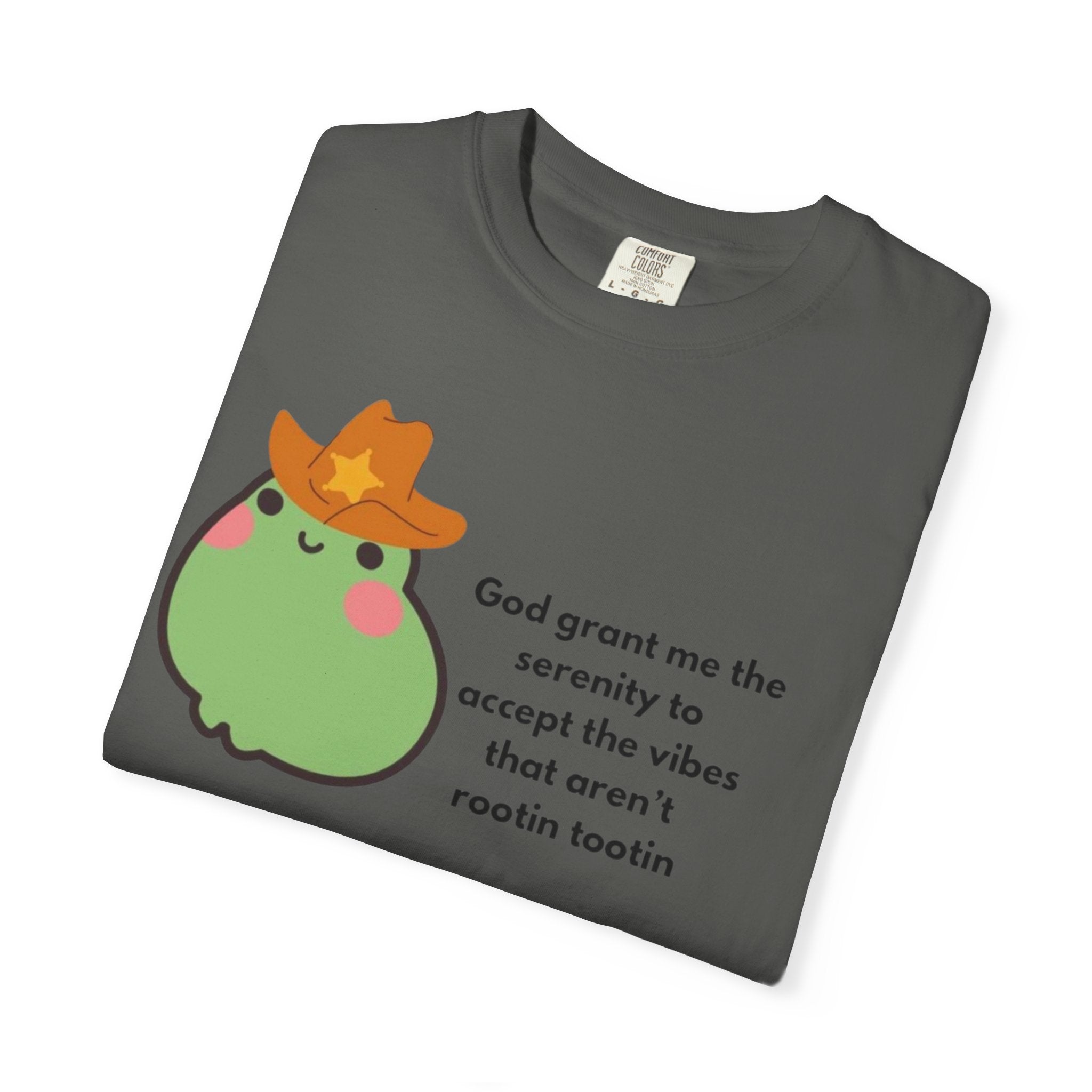 Serenity Avocado T‑Shirt — "God grant me the serenity to accept the vibes" Cute Cowgirl Avocado Tee