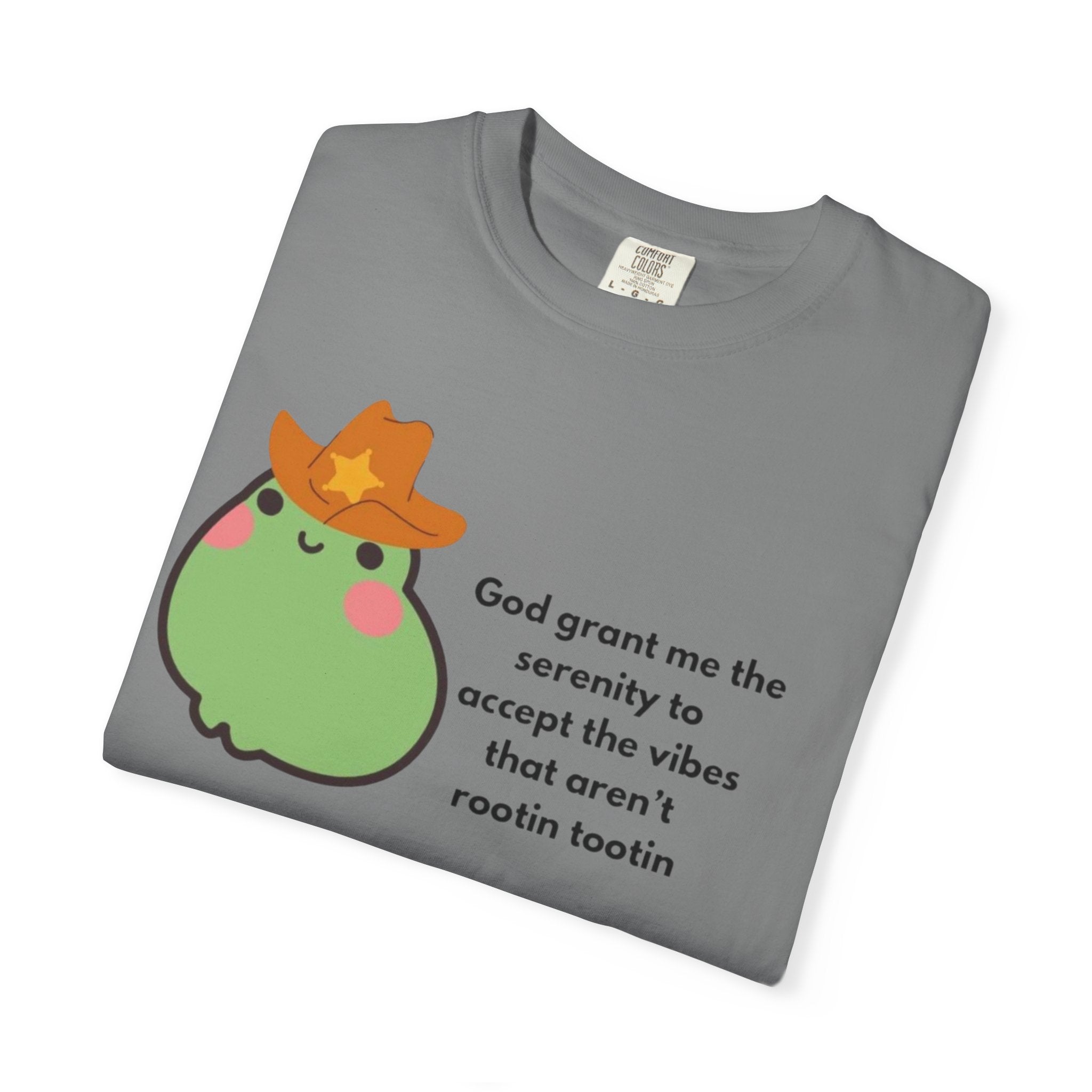 Serenity Avocado T‑Shirt — "God grant me the serenity to accept the vibes" Cute Cowgirl Avocado Tee