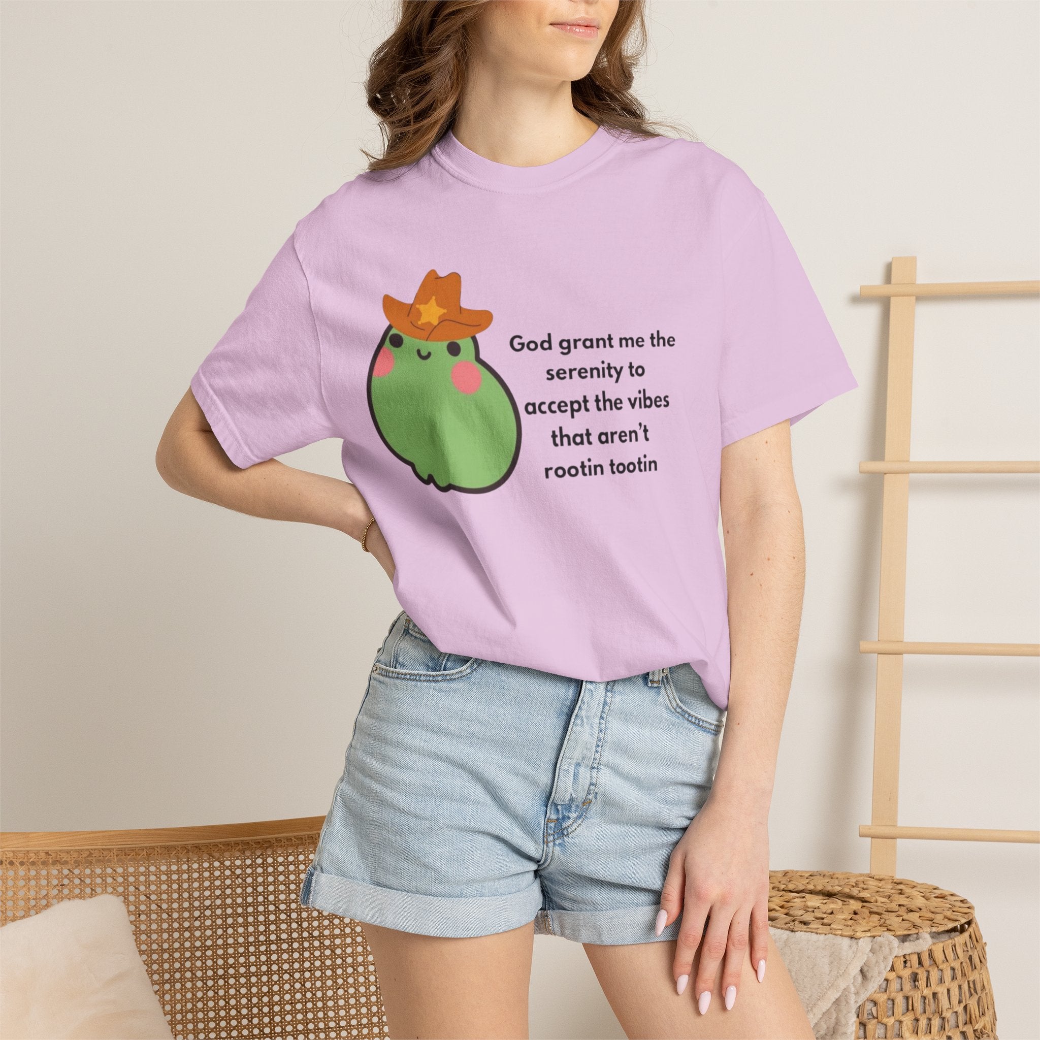 Serenity Avocado T‑Shirt — "God grant me the serenity to accept the vibes" Cute Cowgirl Avocado Tee