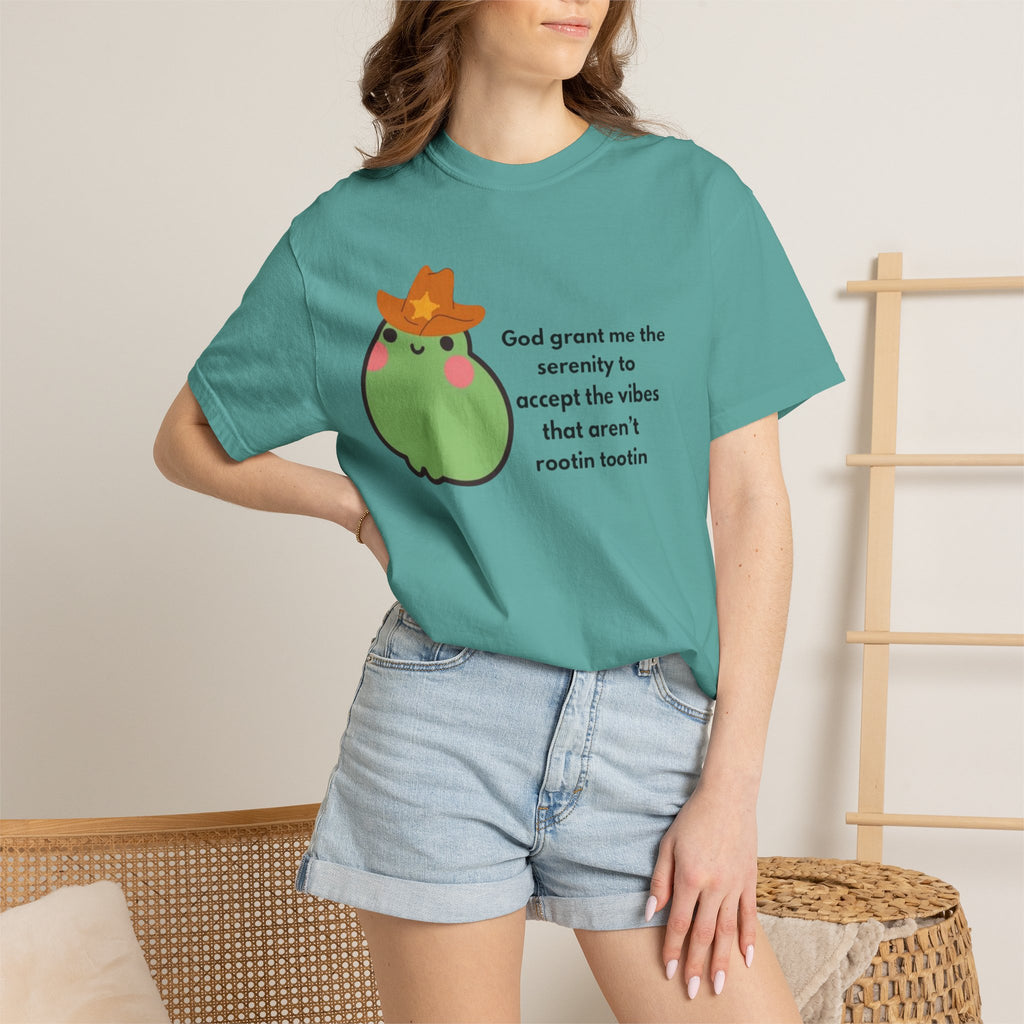Serenity Avocado T‑Shirt — "God grant me the serenity to accept the vibes" Cute Cowgirl Avocado Tee