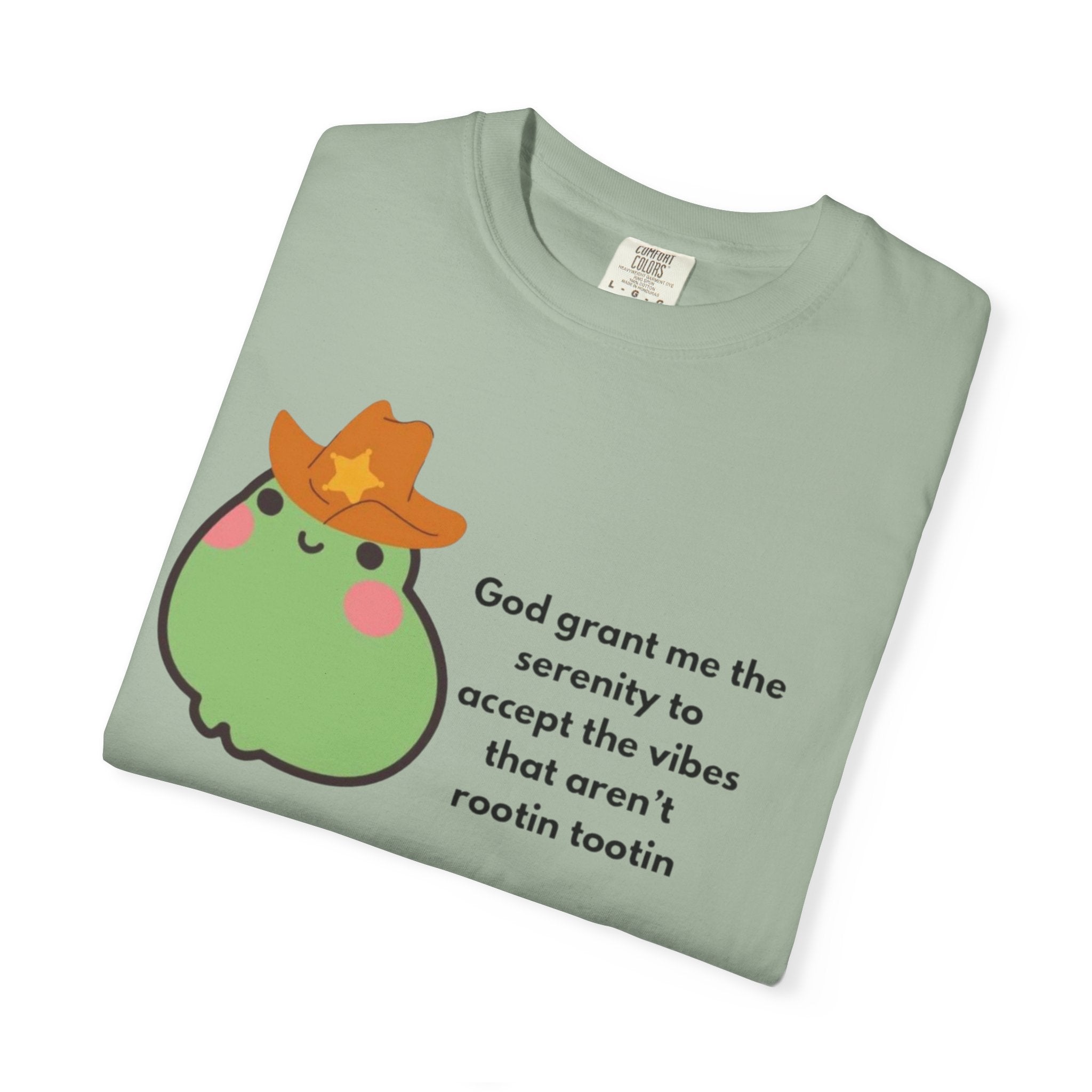 Serenity Avocado T‑Shirt — "God grant me the serenity to accept the vibes" Cute Cowgirl Avocado Tee