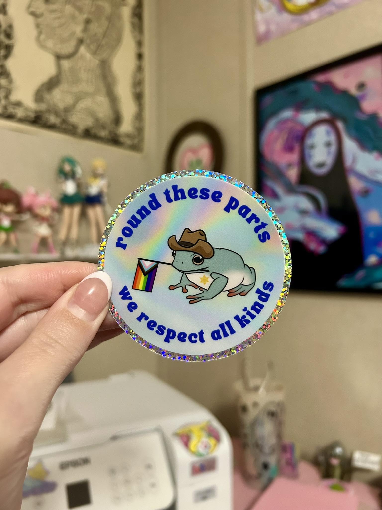 Round these parts waterproof glitter sticker