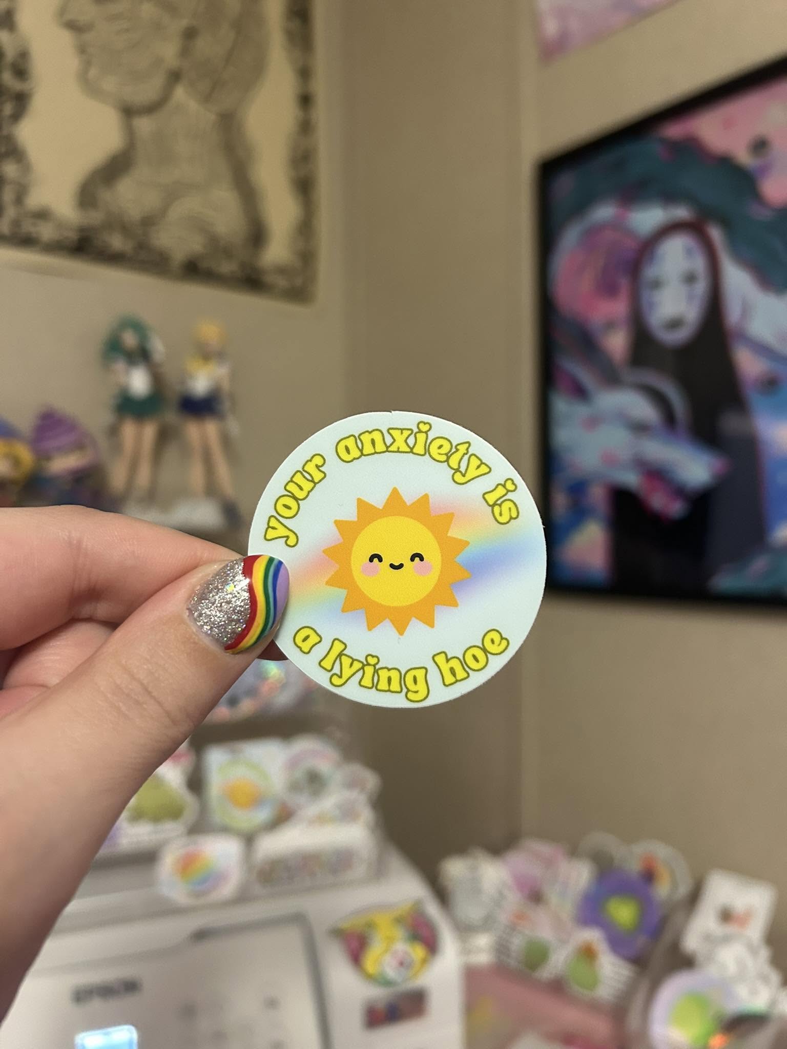 Lying hoe waterproof stickers