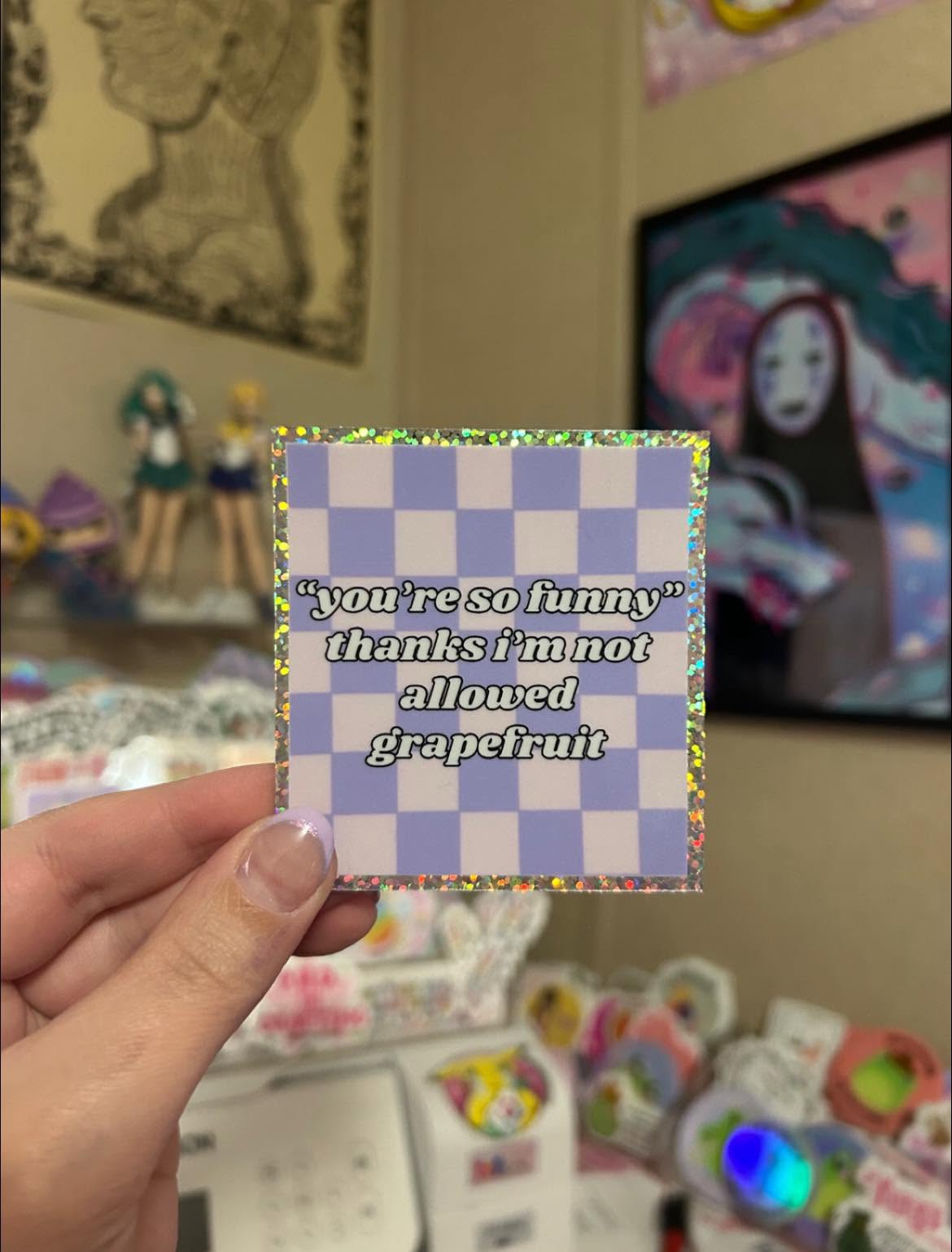 Sparkly grapefruit waterproof sticker