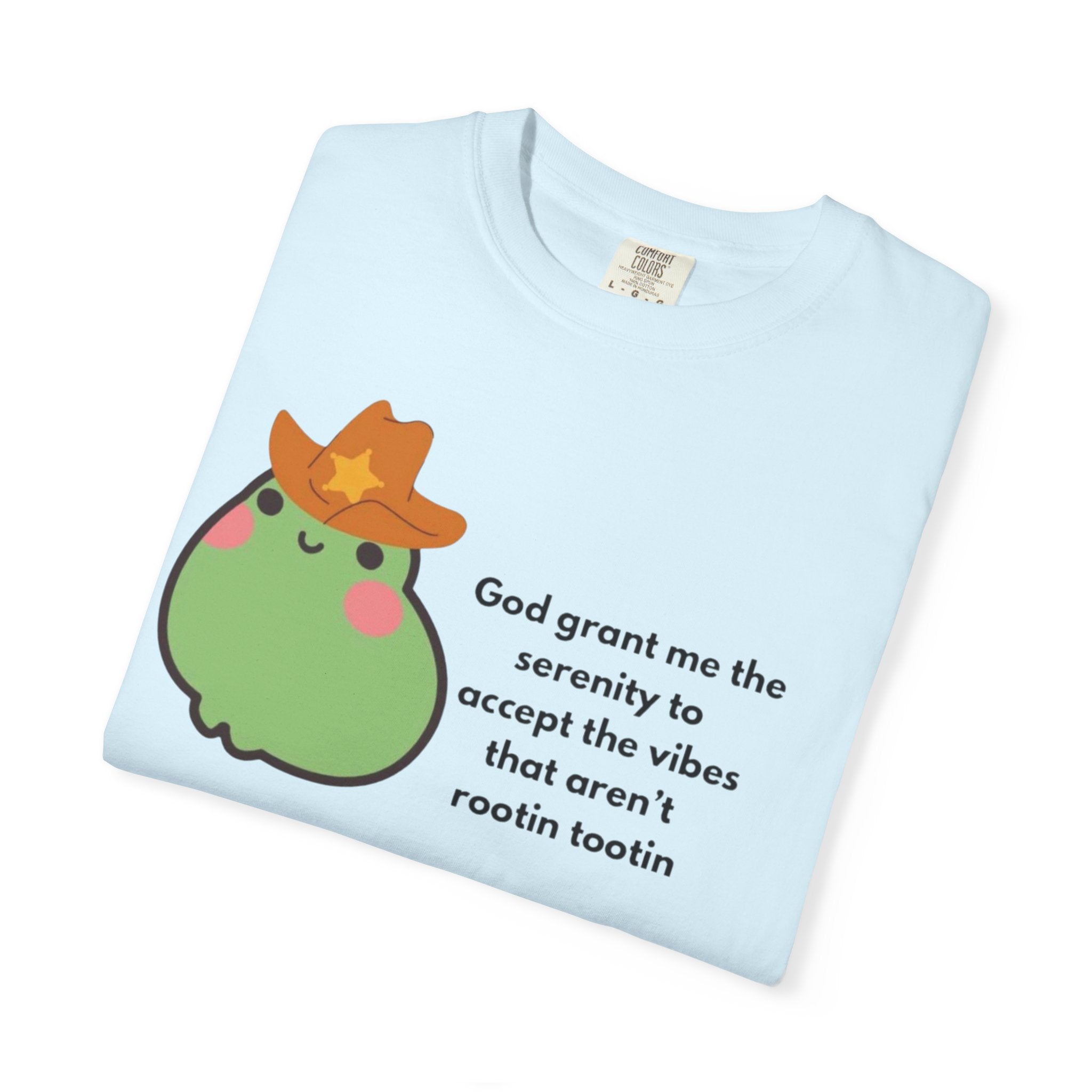 Serenity Avocado T‑Shirt — "God grant me the serenity to accept the vibes" Cute Cowgirl Avocado Tee