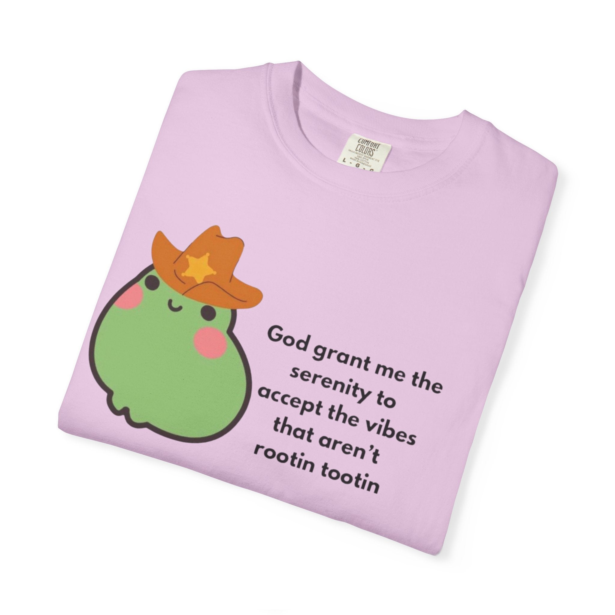 Serenity Avocado T‑Shirt — "God grant me the serenity to accept the vibes" Cute Cowgirl Avocado Tee