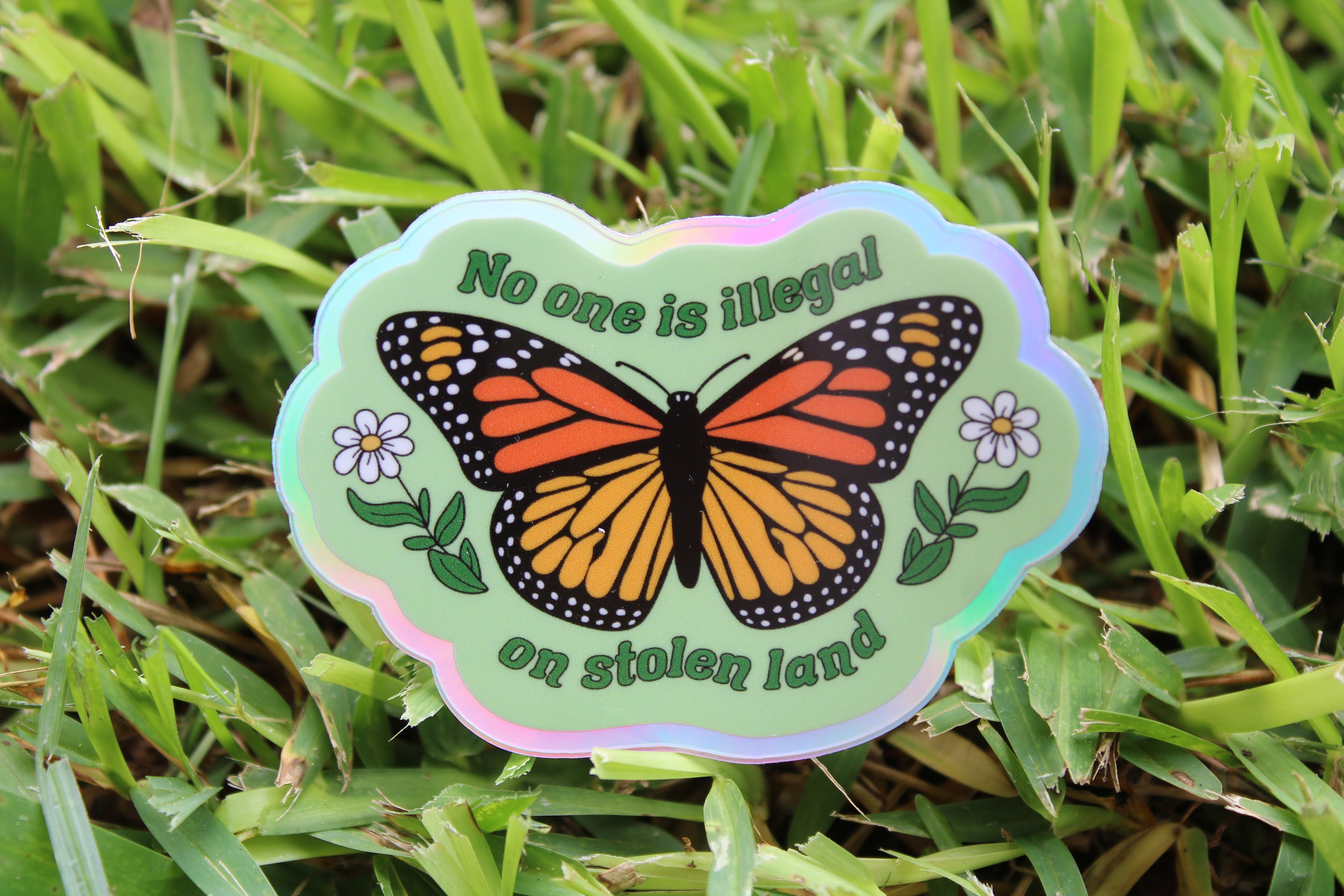 No one is illegal... waterproof sticker